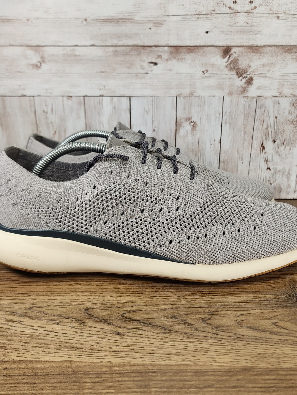 Cole Haan Grand Troy Mens Knit Casual Dress Wingtip Oxfords Cool Gray Size 10.5